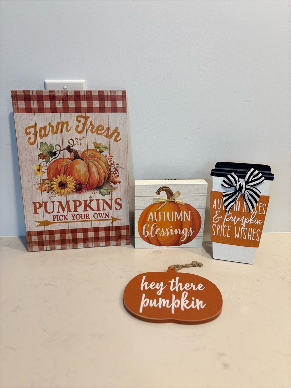 Hello pumpkin beautiful fall Autumn Wall signs frame decor